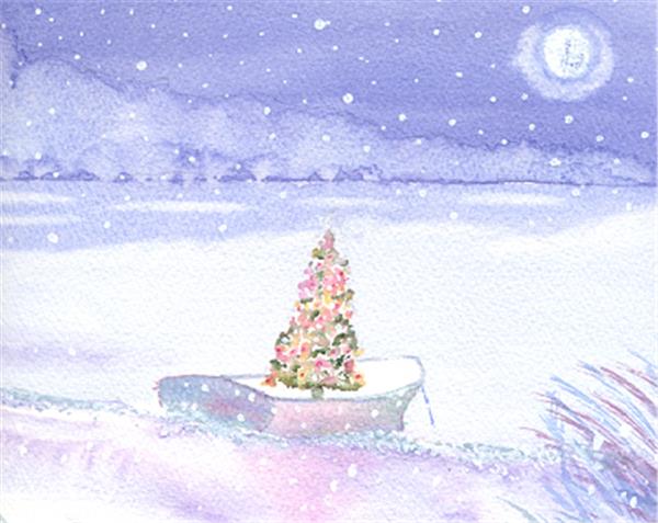 &quot;Cape Cod Christmas Tree&quot; Boxed Holiday Cards